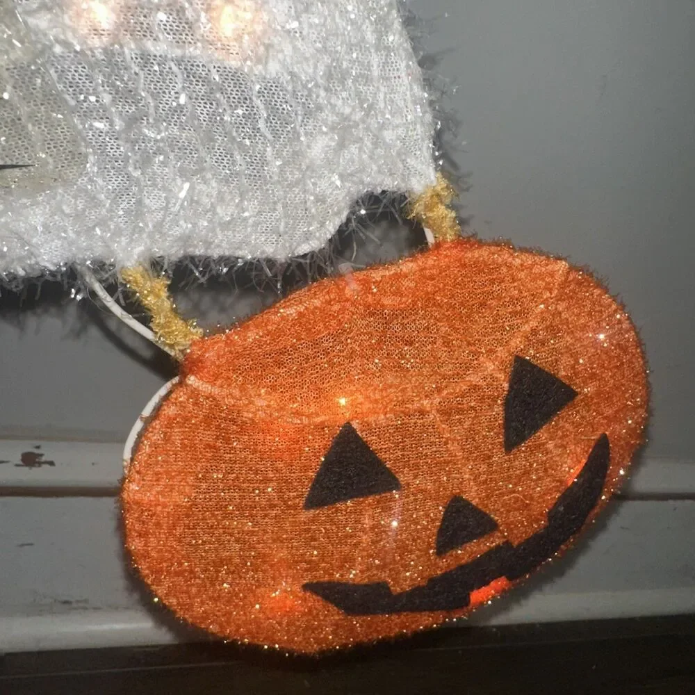 Vintage Disney 2.5ft Halloween Witch Minnie Mouse Lighted Tinsel Yard Sculpture